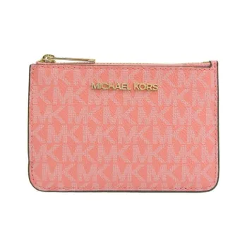 MICHAEL KORS Jet Set Travel Coated Canvas Card Holder Wallet Women's Grapefruit Red
