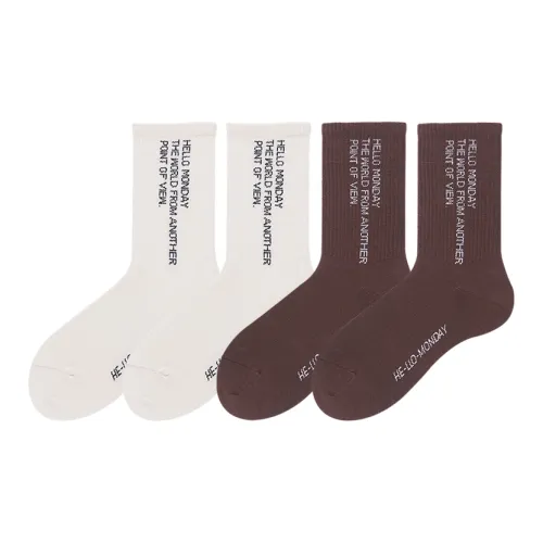 Hello Monday Mid-Calf Socks Unisex 4 Pack