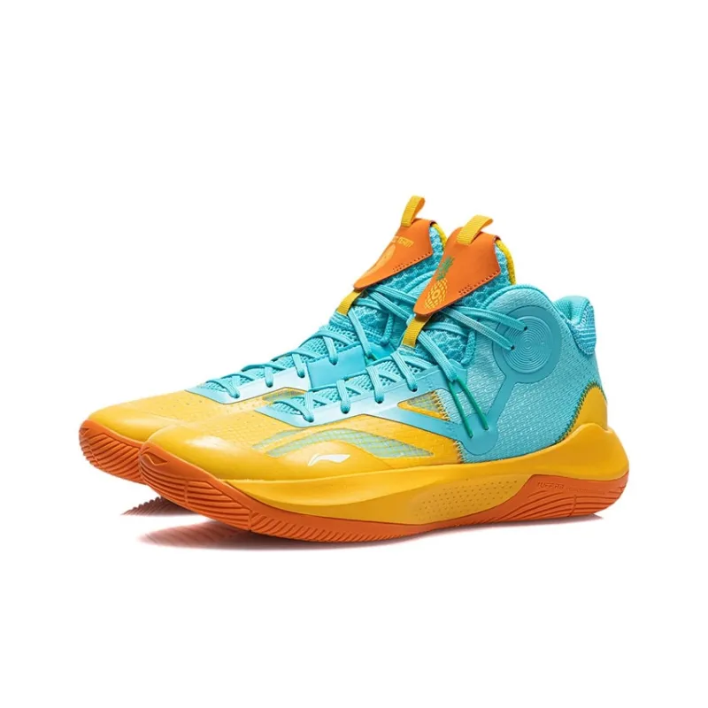 LINING Sonic 9 Team Basketball Shoes Men Mid Top Yellow/Blue-2