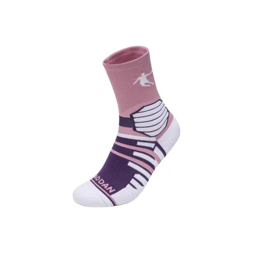 QIAODAN Basketball Socks Unisex 1 Pack Dawn Pink/Spectrum Purple