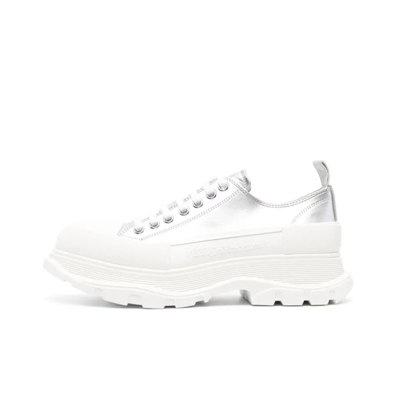 Alexander McQueen Low Top Platform Shoes Men's Silver-0