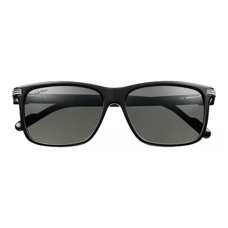 CARTIER Plate And Metal Irregular Shape Sunglasses Unisex Black-1