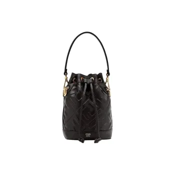 FENDI Mon Tresor Calfskin Bucket Bag Handbag Shoulder Bag Crossbody Bag Small Size Women's Black