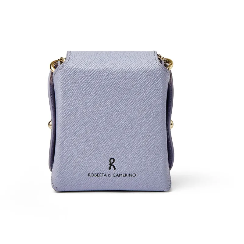 ROBERTA DI CAMERINO Cow Leather Lipstick Bag, Chain Bag, Shoulder Bag, Crossbody Bag Mini Women's Green/Purple-7