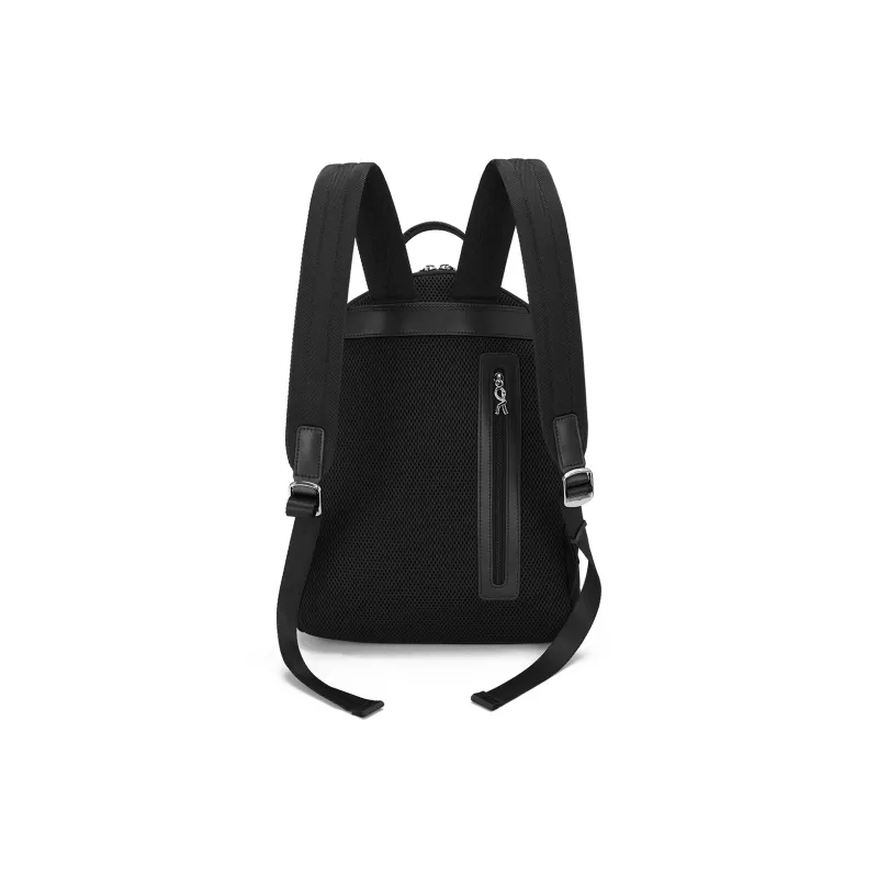 ROBERTA DI CAMERINO Fabric With Synthetic Leather Large Capacity Commute Backpack For Men Large Size Men's Black-3