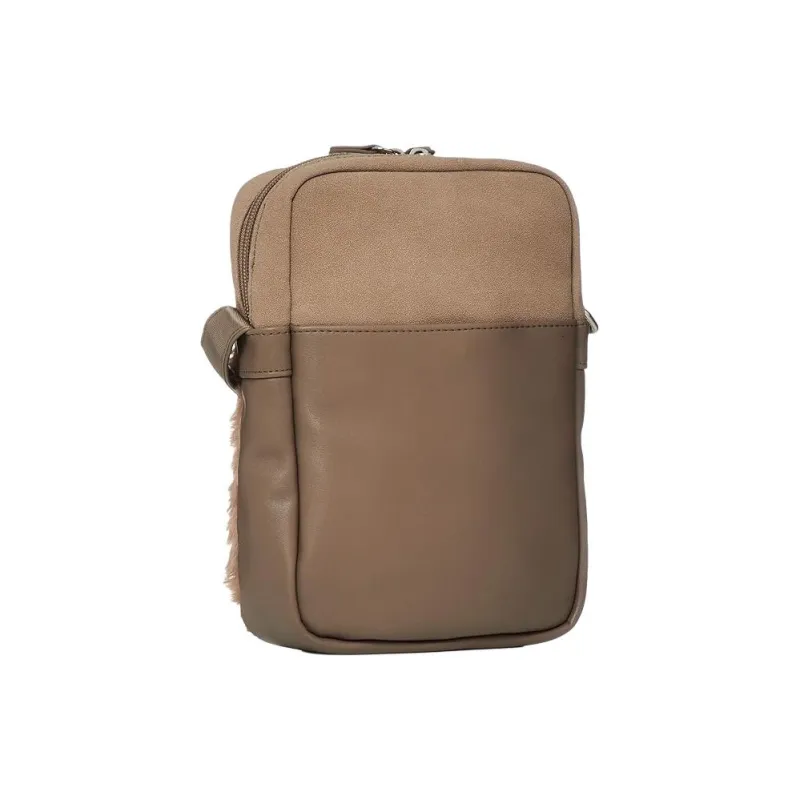 KANGOL Leather With Fur Crossbody Bag Shoulder Bag Unisex Light Brown-1