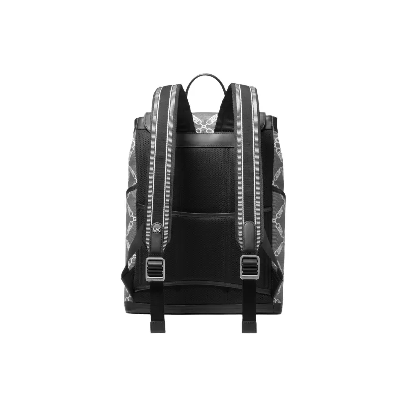 MICHAEL KORS Hudson Fabric With Split Cow Leather Backpack Men's Black & White-1