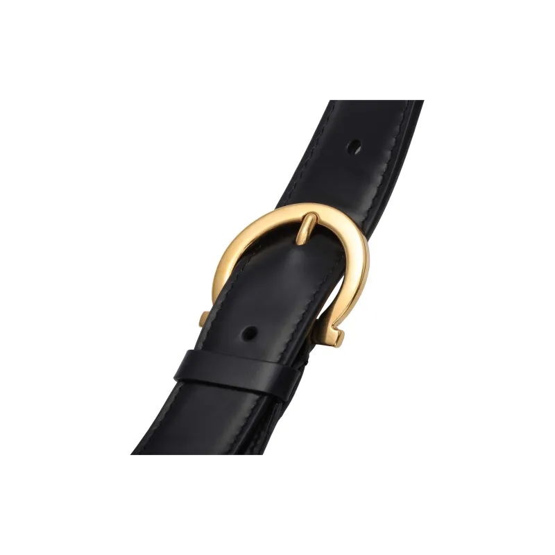 FERRAGAMO Trifolio Leather Shoulder Bag Women's Black-6