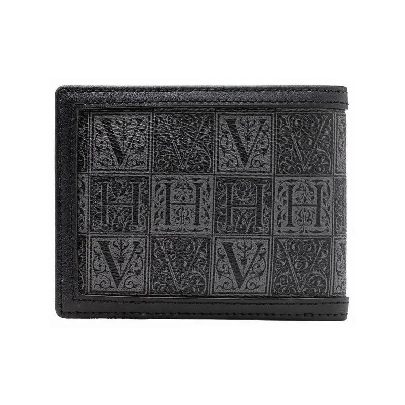 VANESSA HOGAN Cow Leather Clutch Coin Purse Card Holder Wallet Small Size Men's Black-3
