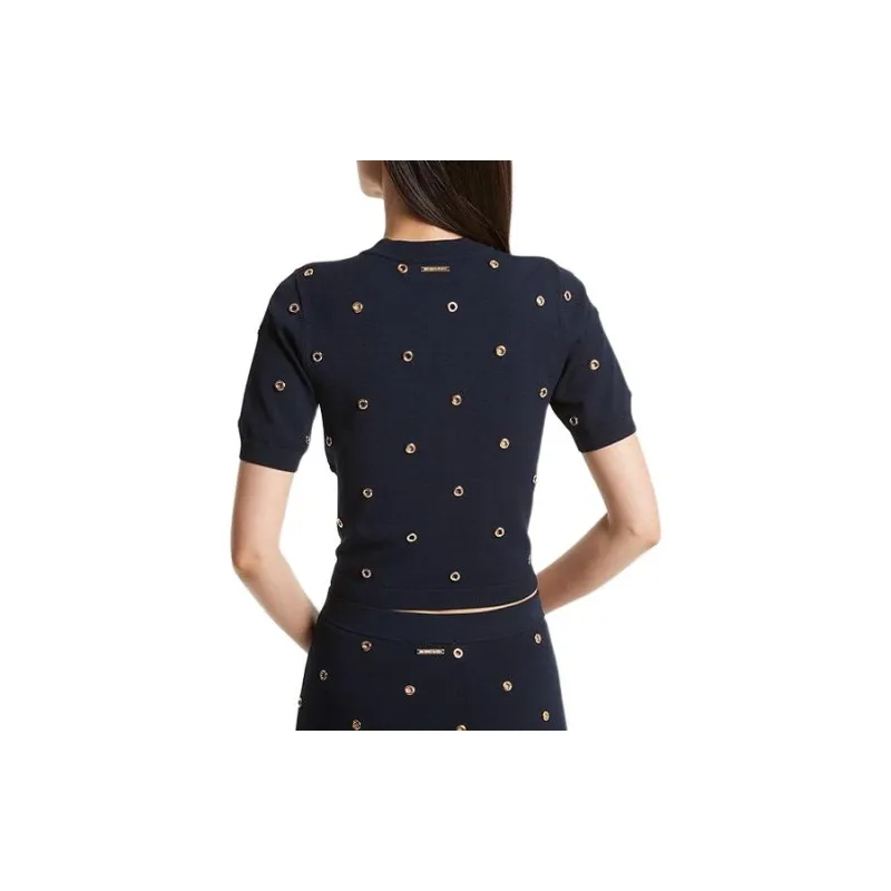 MICHAEL KORS Grommet-Embellished Stretch Viscose Sweater-1