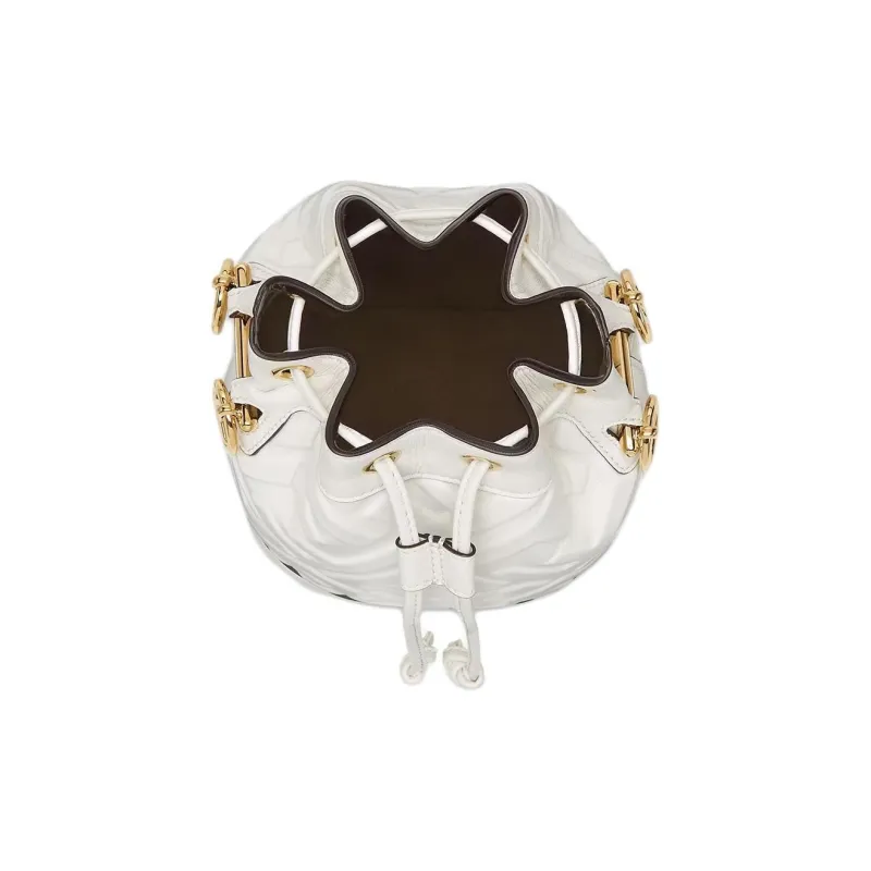 FENDI Mon Tresor Calfskin Bucket Bag Handbag Shoulder Bag Crossbody Bag Small Size Women's White-3