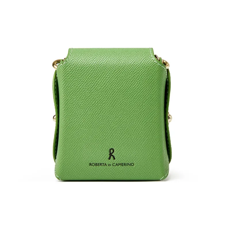 ROBERTA DI CAMERINO Cow Leather Lipstick Bag, Chain Bag, Shoulder Bag, Crossbody Bag Mini Women's Green/Purple-2