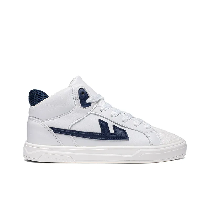Warrior Lightweight High Top Skateboard Shoes Unisex White Dark Blue-1
