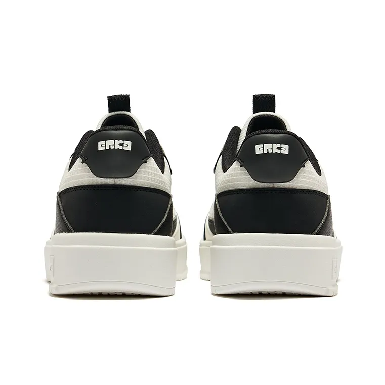 Erke Semi Summer 2.0 Slip Resistant Cushioning Abrasion Resistant Low Top Skateboard Shoes Men's White Black-3
