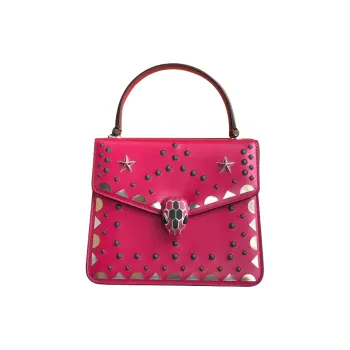 BVLGARI Serpenti Forever Series Cow Leather Handbag Women's Rose Red