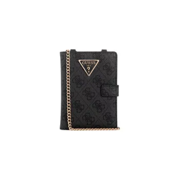 GUESS Artificial Leather Crossbody One Shoulder Chain Bag With Passport Holder Women's Black