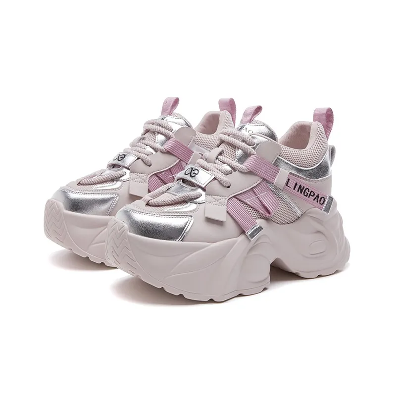 LINGPAO Lightweight Height Increasing Low-Top Chunky Sneakers Women's-13