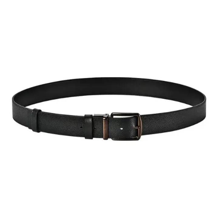 COACH Horse Carriage Pattern Design Plate Buckle Leather Belts Men's Black 3.7CM-2