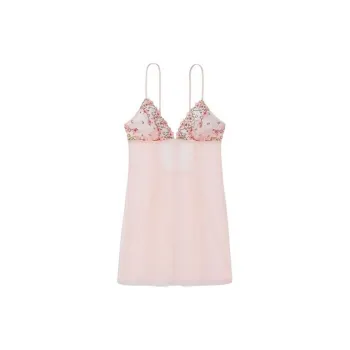 VICTORIA'S SECRET Nightgown Women's Light Pink Floral Embroidery