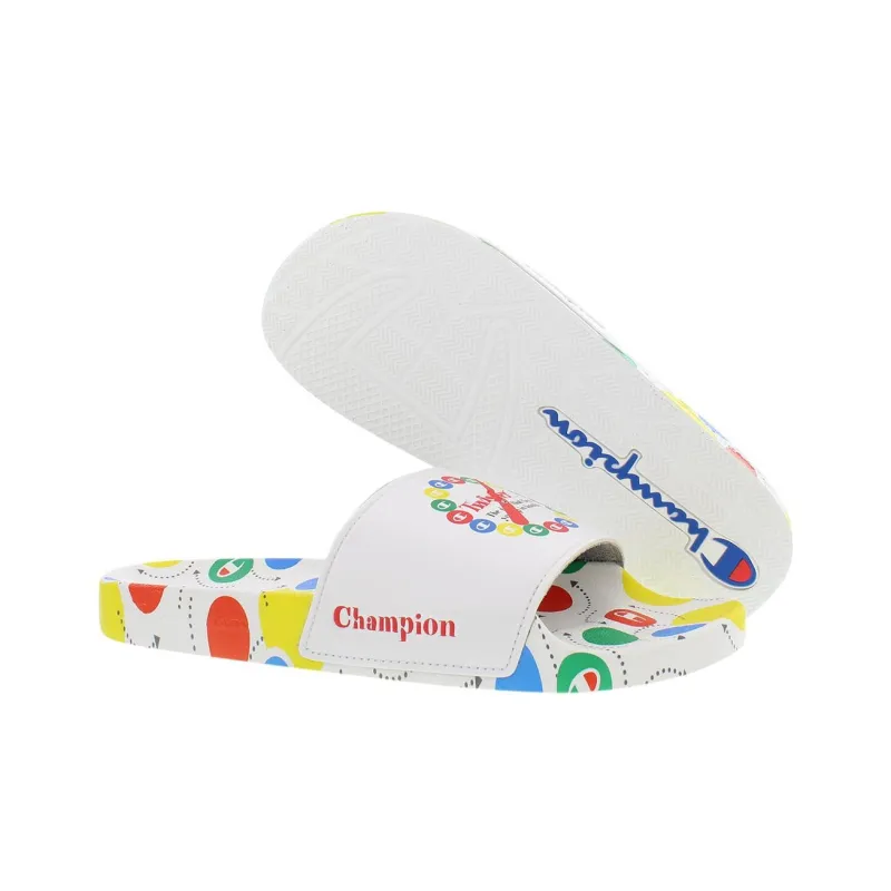 Champion Ipo Twister Aop Slide Slippers Men's White Yellow-4