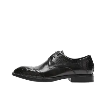 AOKANG Dress Shoes Men Low Top Black