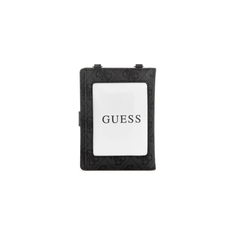 GUESS Artificial Leather Crossbody One Shoulder Chain Bag With Passport Holder Women's Black-1