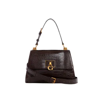 GUESS Crocodile Pattern Embossed Artificial Leather Portable Crossbody Bag Shoulder Bag Women's Coffee