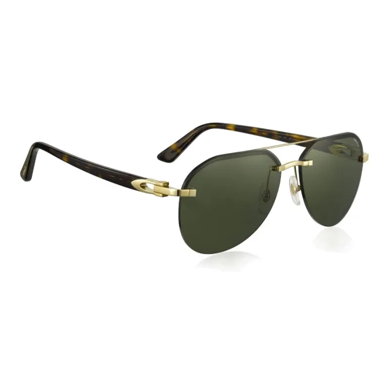 CARTIER Plate Frame Metal Aviator Sunglasses Unisex Tortoiseshell-2