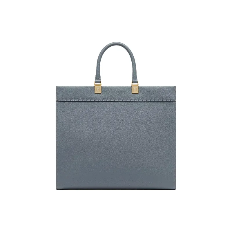 FENDI Sunshine Calfskin Tote Bag Shopping Bag Shoulder Bag Crossbody Bag Handbag Medium Size Women's Blue-2