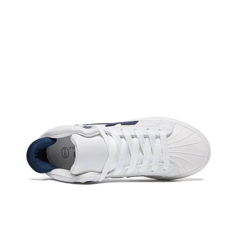 Warrior Lightweight High Top Skateboard Shoes Unisex White Dark Blue-2
