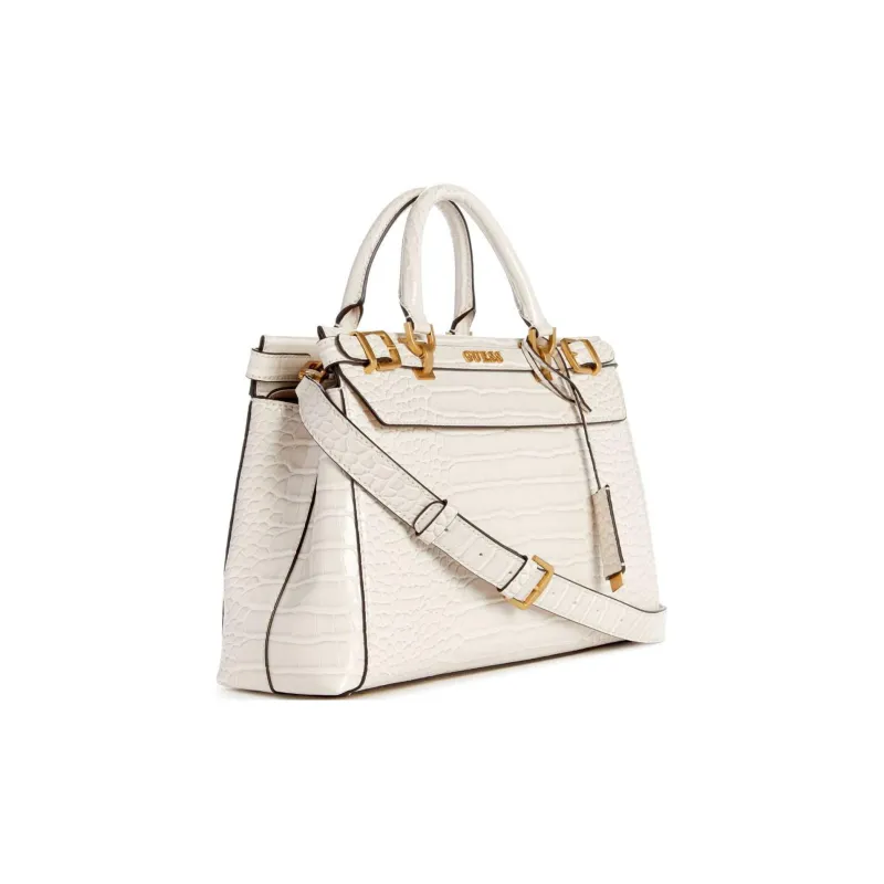 GUESS Crocodile Embossed Artificial Leather Shoulder Bag Crossbody Bag Handbag Women's White-1