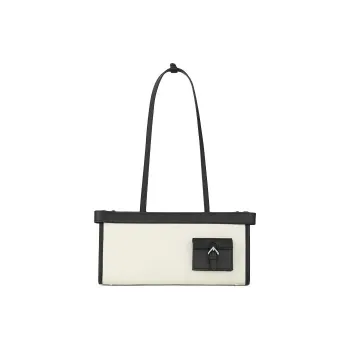 STAR TOWN Cow Leather Shoulder Bag, Baguette Bag, Handbag, Shoulder Bag Women's Twilight White/Dark Khaki