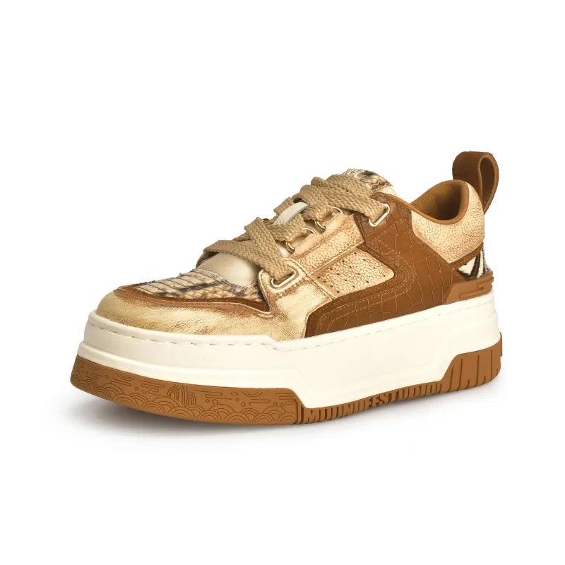 MOONIIEE Skateboard Shoes Women's Brown-2
