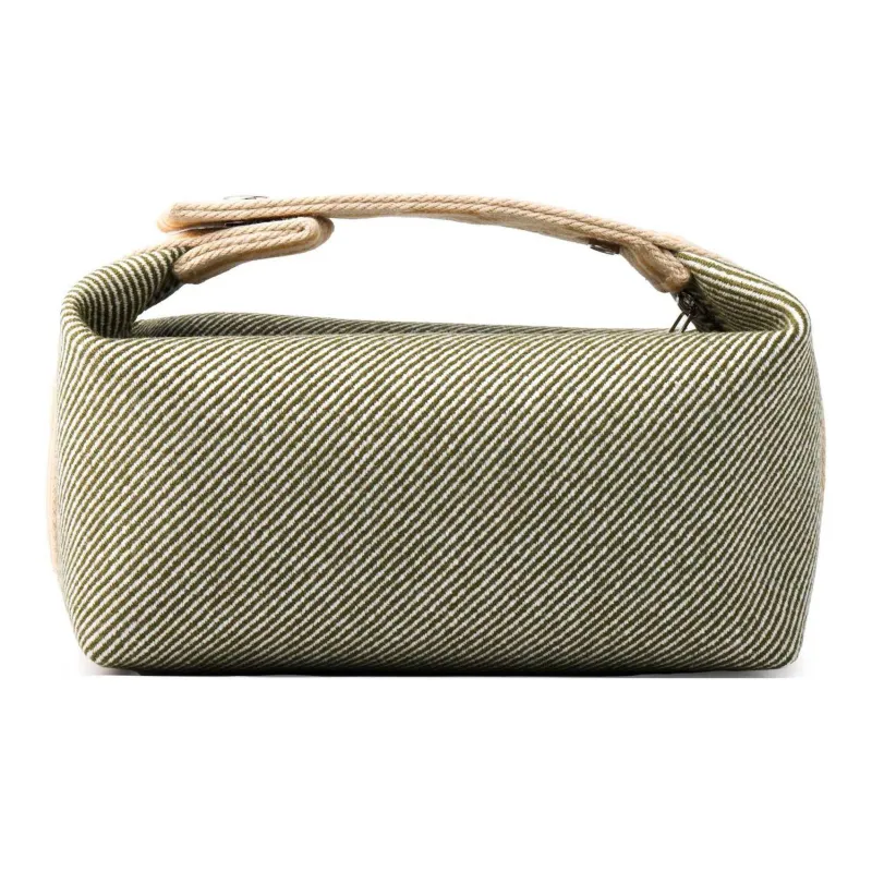 HERMES Bride a Brac Wool Twill Handbag Toiletry Bag Small Size Women's Forest Green-3