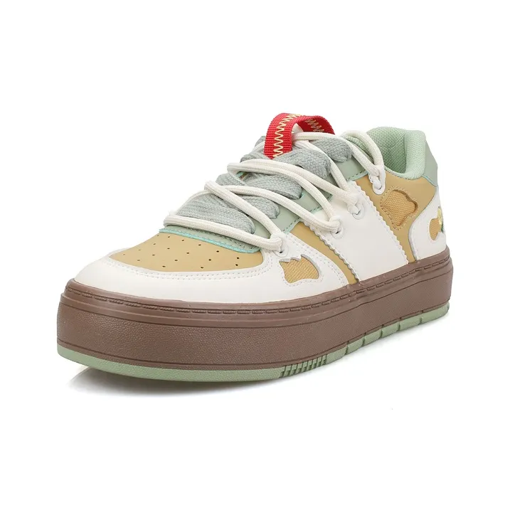 B10CROWN Cushioning Wear Resistant Low Top Skateboard Shoes Women's Latte-2