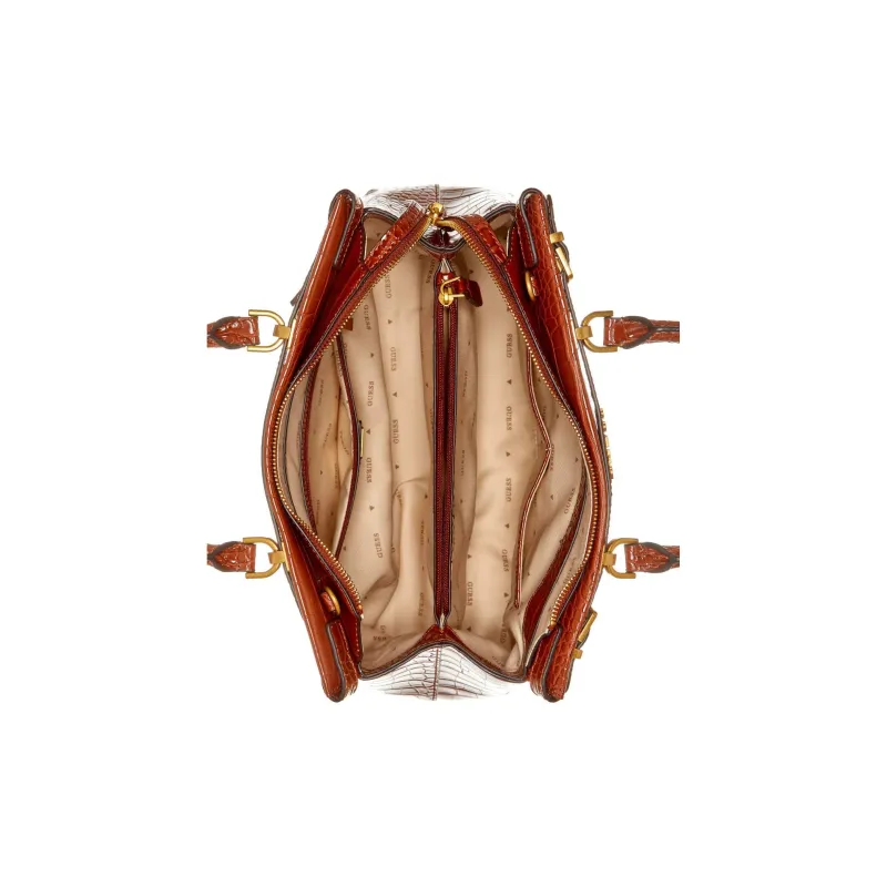 GUESS Crocodile Embossed Artificial Leather Shoulder Bag Crossbody Bag Handbag Women's Brandy-3
