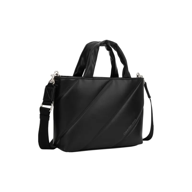CALVIN KLEIN Synthetic Material Detachable Shoulder Strap Handbag Tote Bag Medium Size Women's Space Black-1
