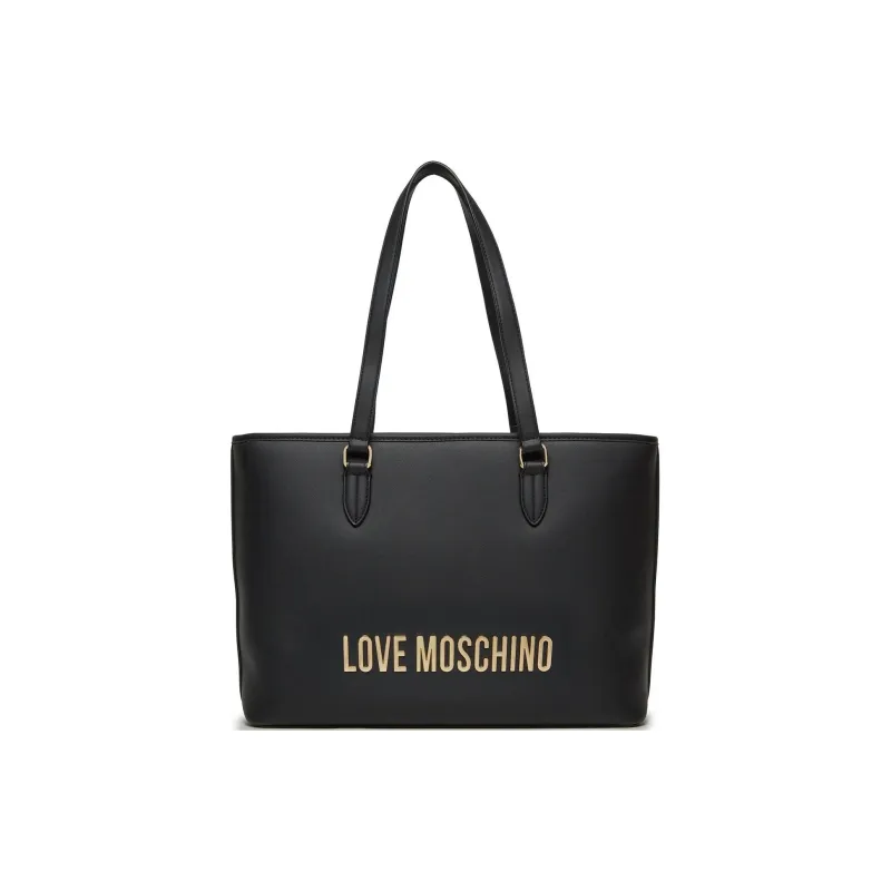 LOVE MOSCHINO Polyurethane Tote Bag, Shopping Bag, Shoulder Bag, Handbag Women's Black-0