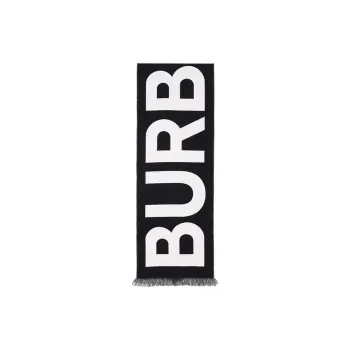Burberry Wool Knit Scarves Unisex Dark Gray/White