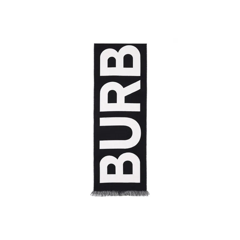 Burberry Wool Knit Scarves Unisex Dark Gray/White-0