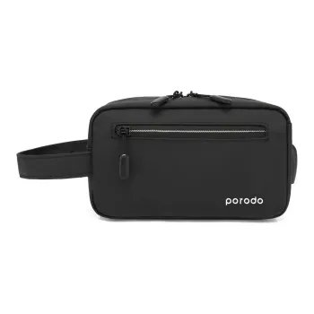 COOLBELL Leather Film Fabric Clutch Storage Bag Men's Black