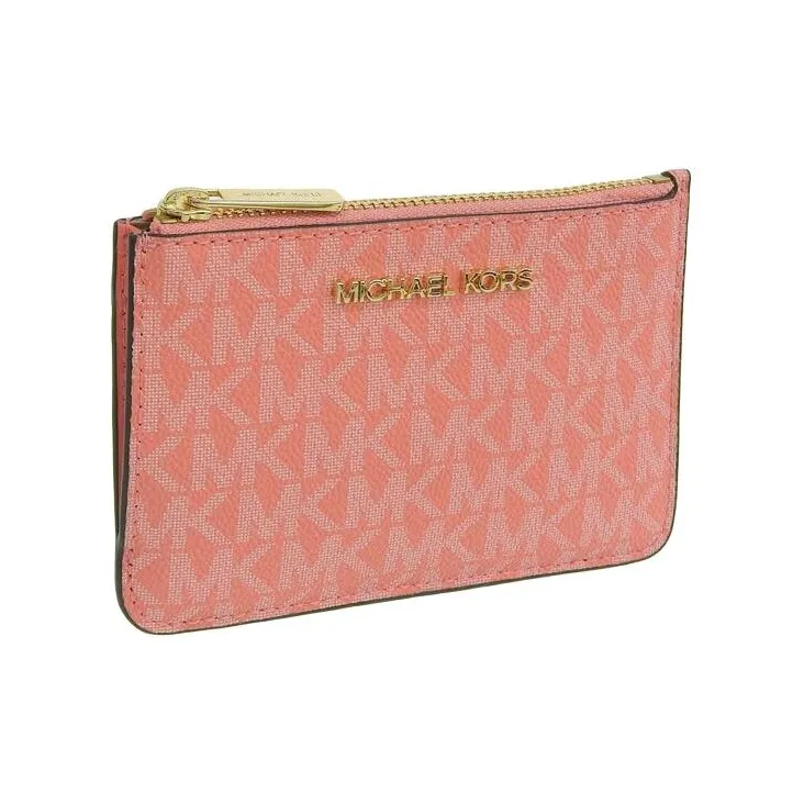 MICHAEL KORS Jet Set Travel Coated Canvas Card Holder Wallet Women's Grapefruit Red-1