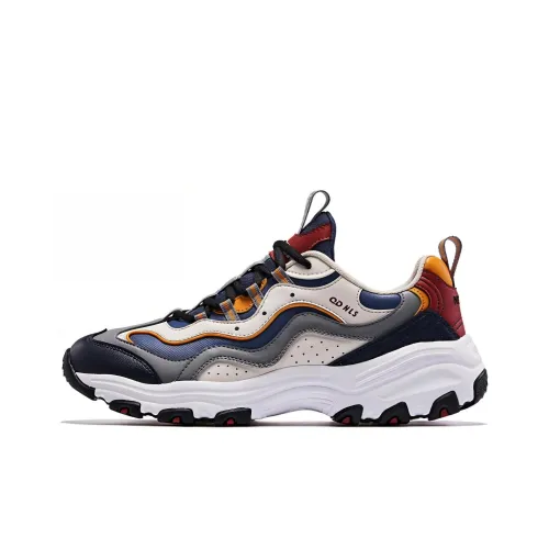 QIAODAN Shock Absorbers With Slip Resistant And Abrasion Resistant Properties Low Top Chunky Sneakers Men's Blue White