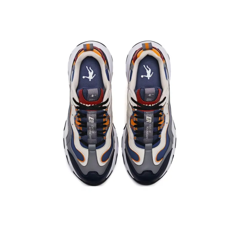 QIAODAN Shock Absorbers With Slip Resistant And Abrasion Resistant Properties Low Top Chunky Sneakers Men's Blue White-3