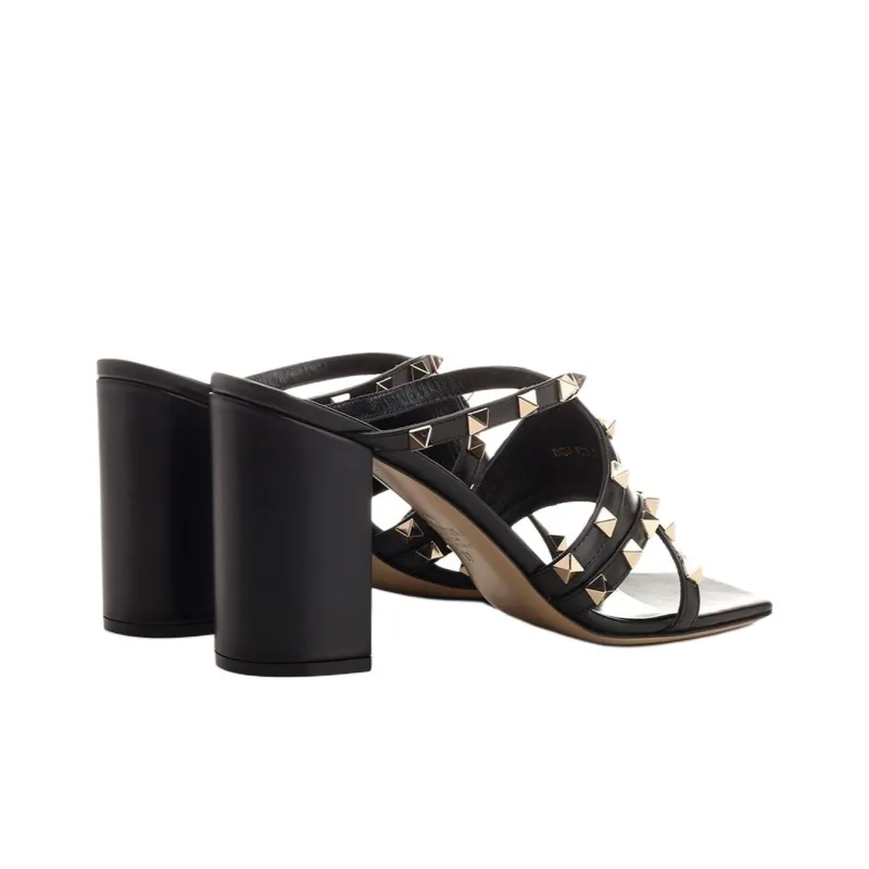 Valentino Rockstud Odor Resistant Slide Slippers Women's Black-4