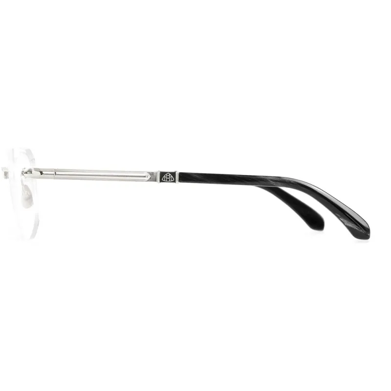 Maybach Plate Frame Palladium-Plated Metal Irregular Shape Eyeglass Frames Men's Silver-1