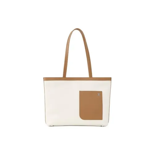 STAR TOWN Cow Leather Tote Bag, Shopping Bag, Shoulder Bag, Handbag Tubas Women's Cream Brown