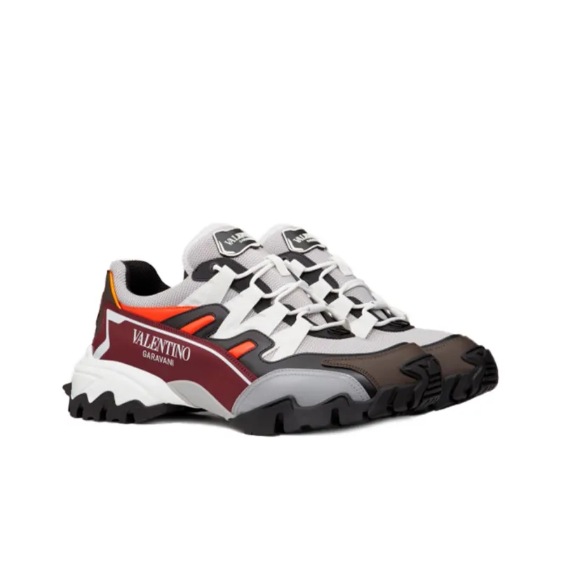 Valentino Climbers Anti Slip Wear Resistant Low Top Casual Shoes Men's Gray Red-2