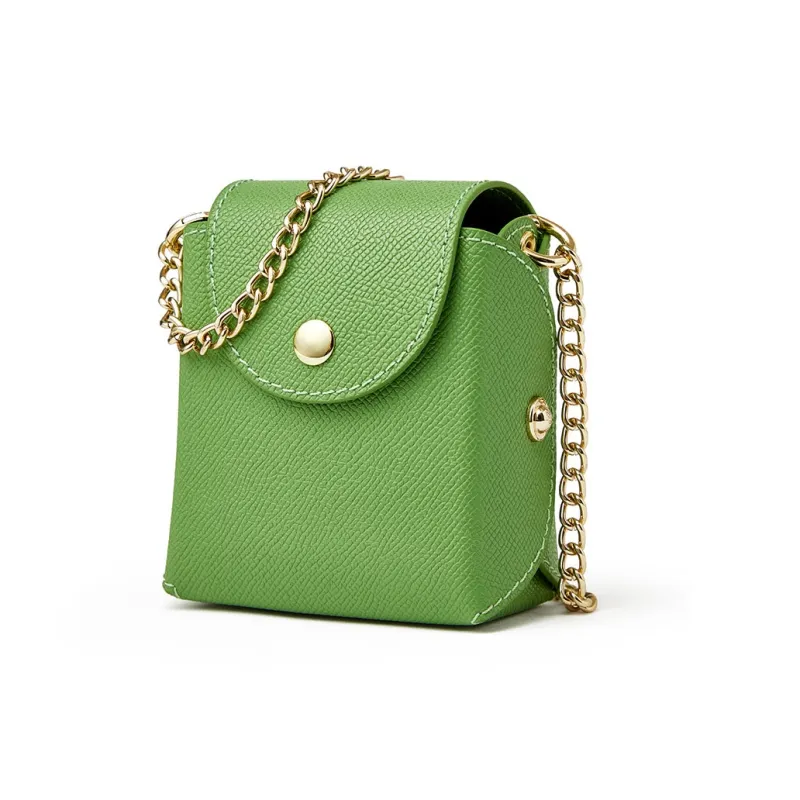 ROBERTA DI CAMERINO Cow Leather Lipstick Bag, Chain Bag, Shoulder Bag, Crossbody Bag Mini Women's Green/Purple-1
