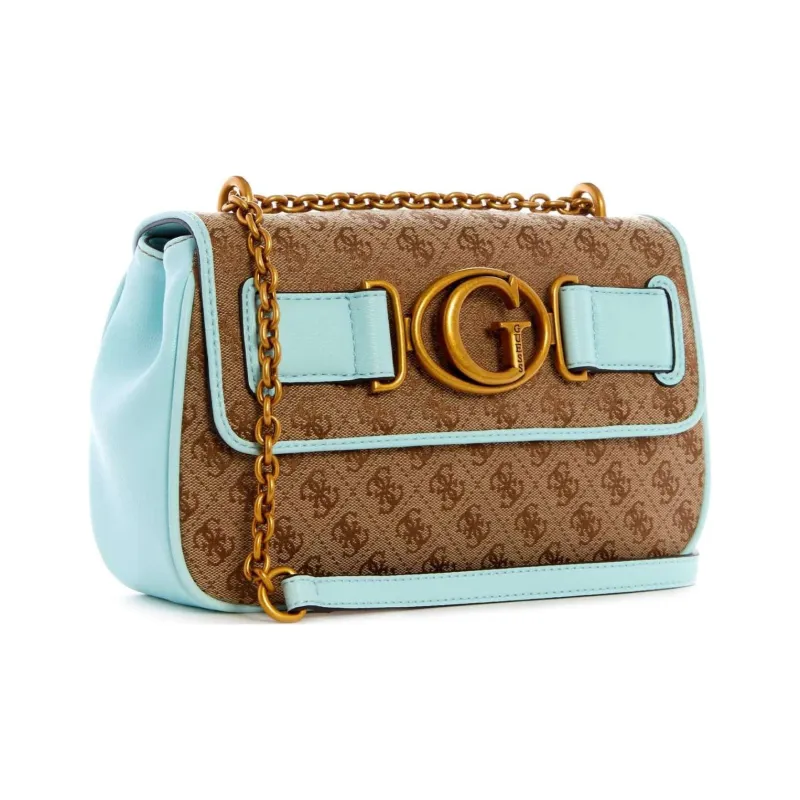 GUESS Artificial Leather One Shoulder Handbag Crossbody Bag Women's Coffee Blend Light Blue-1